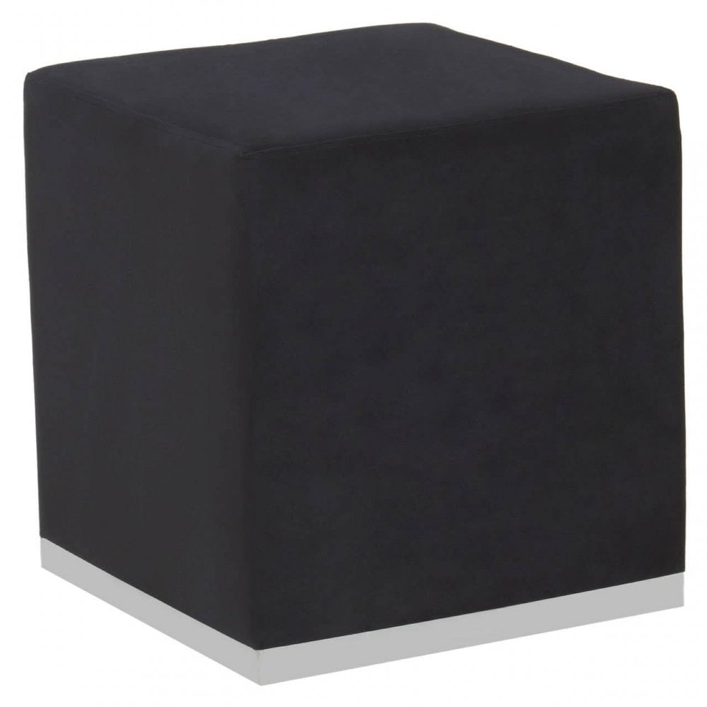 Hagen Black And Silver Square Stool