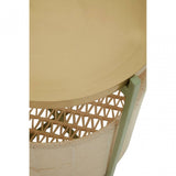 Sabia Green And Gold Iron And Cotton Two Tier Side Table