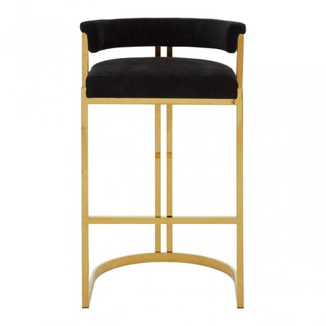Piermont Black Velvet & Gold Bar Stool