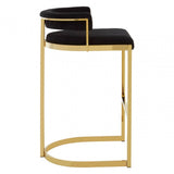 Piermont Black Velvet & Gold Bar Stool