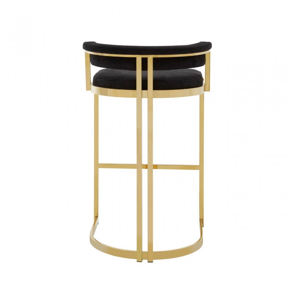 Piermont Black Velvet & Gold Bar Stool