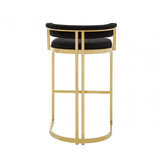 Piermont Black Velvet & Gold Bar Stool