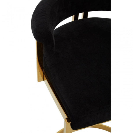Piermont Black Velvet & Gold Bar Stool