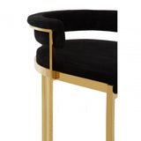 Piermont Black Velvet & Gold Bar Stool
