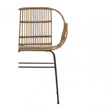 Java Natural Rattan With Black Metal Armchair Chair