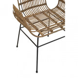 Java Natural Rattan With Black Metal Armchair Chair