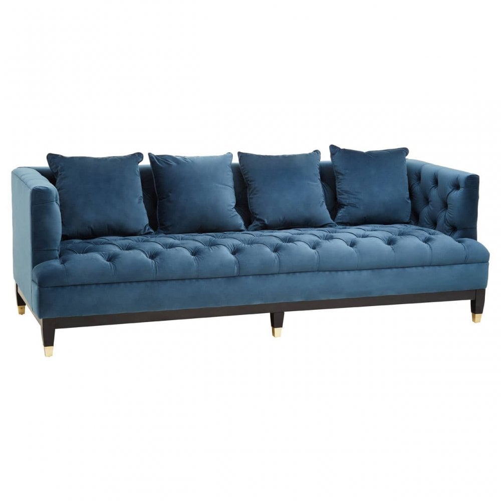 Sefira Three Seat Navy Fabric Sofa