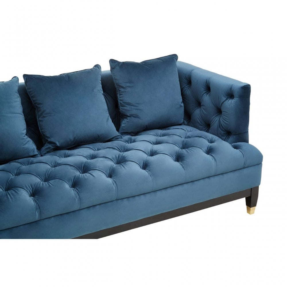 Sefira Three Seat Navy Fabric Sofa
