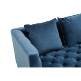 Sefira Three Seat Navy Fabric Sofa