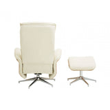 Warrington Ivory Leather Effect Recliner And Footstool
