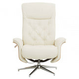 Warrington Ivory Leather Effect Recliner And Footstool