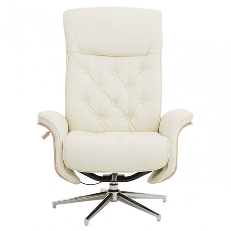 Warrington Ivory Leather Effect Recliner And Footstool