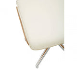 Warrington Ivory Leather Effect Recliner And Footstool