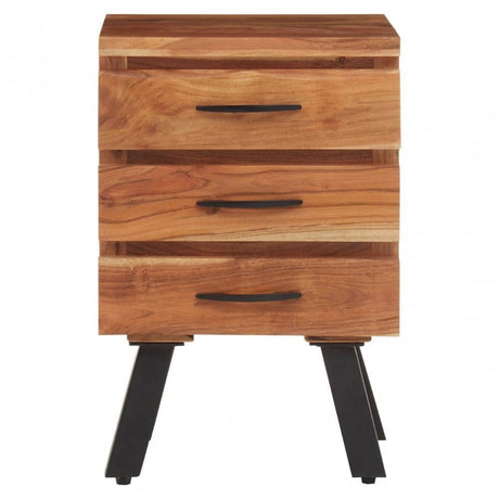 Nashik Three Drawer Acacia Side Table