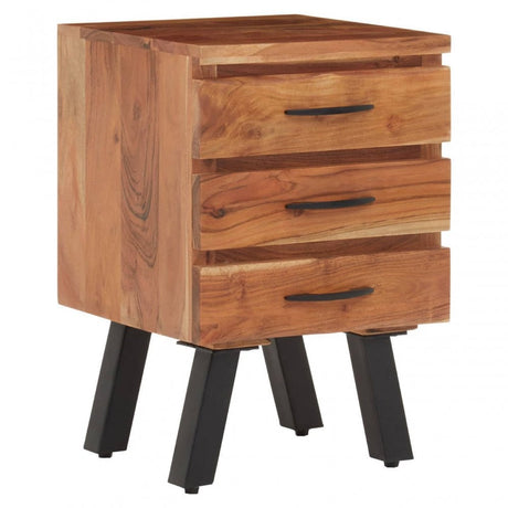 Nashik Three Drawer Acacia Side Table