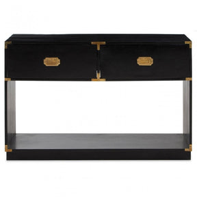 Sarter Two Drawer Black Mango Wood Console Table