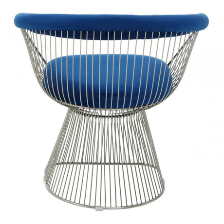 Anzio Navy Blue Velvet And Brushed Silver Chair