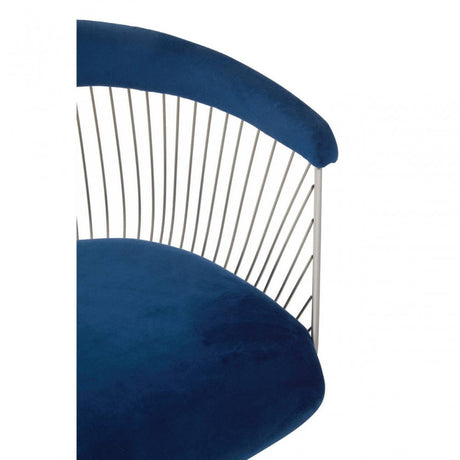 Anzio Navy Blue Velvet And Brushed Silver Chair