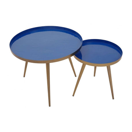 Amira Blue Enamel Nest Of Two Tables