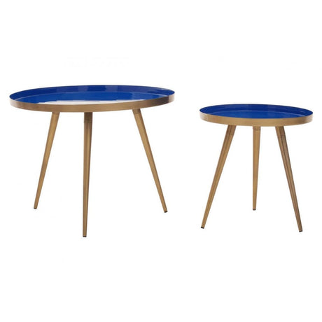Amira Blue Enamel Nest Of Two Tables