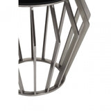Ackley Black And Silver Round Side Table.