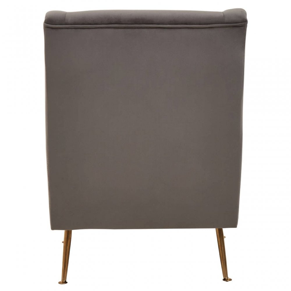 Doucet Grey Velvet Chair With Gold Finish Legs