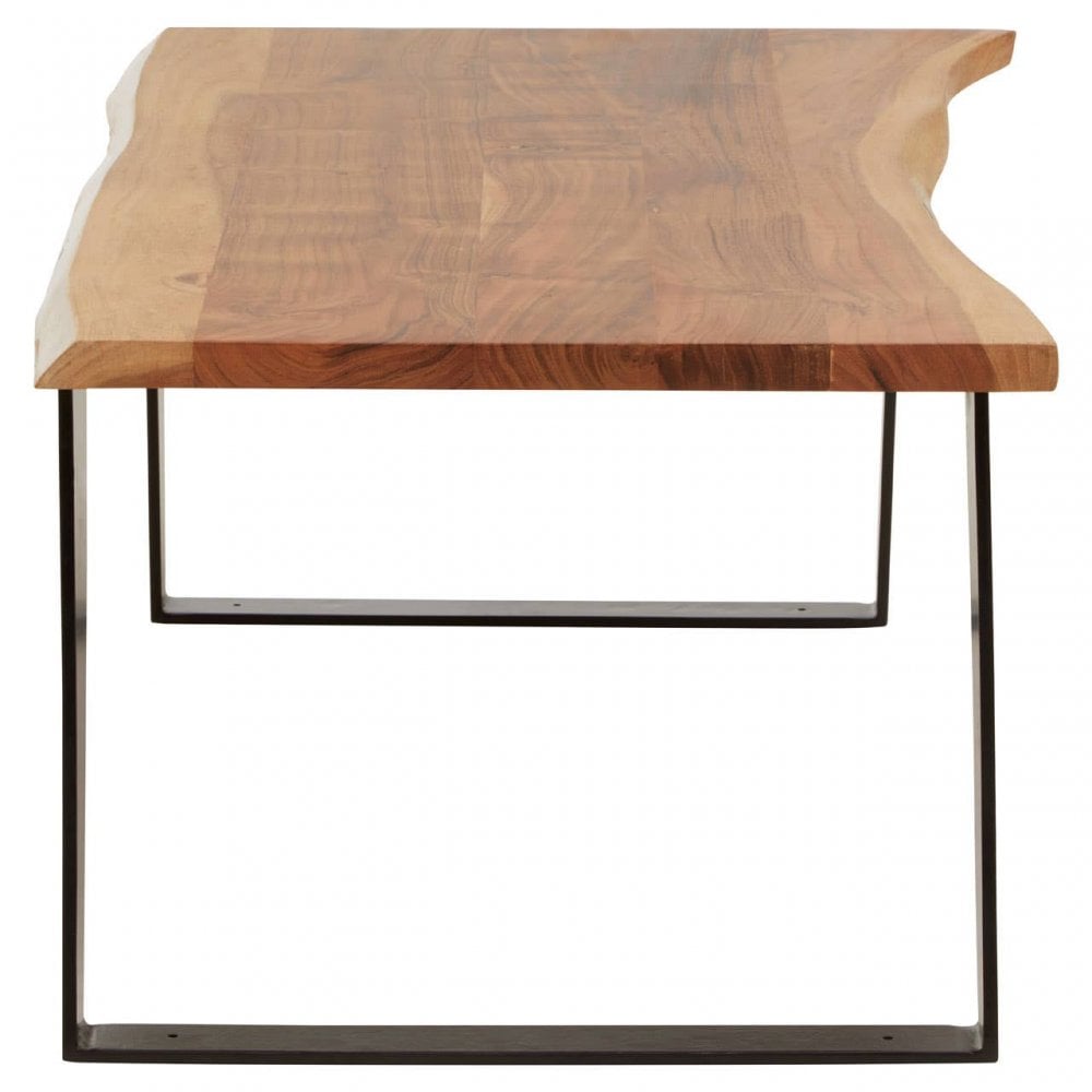 Surax Acacia Wood And Looped Iron Base Coffee Table