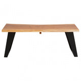 Surax Acacia Wood And Looped Iron Base Coffee Table
