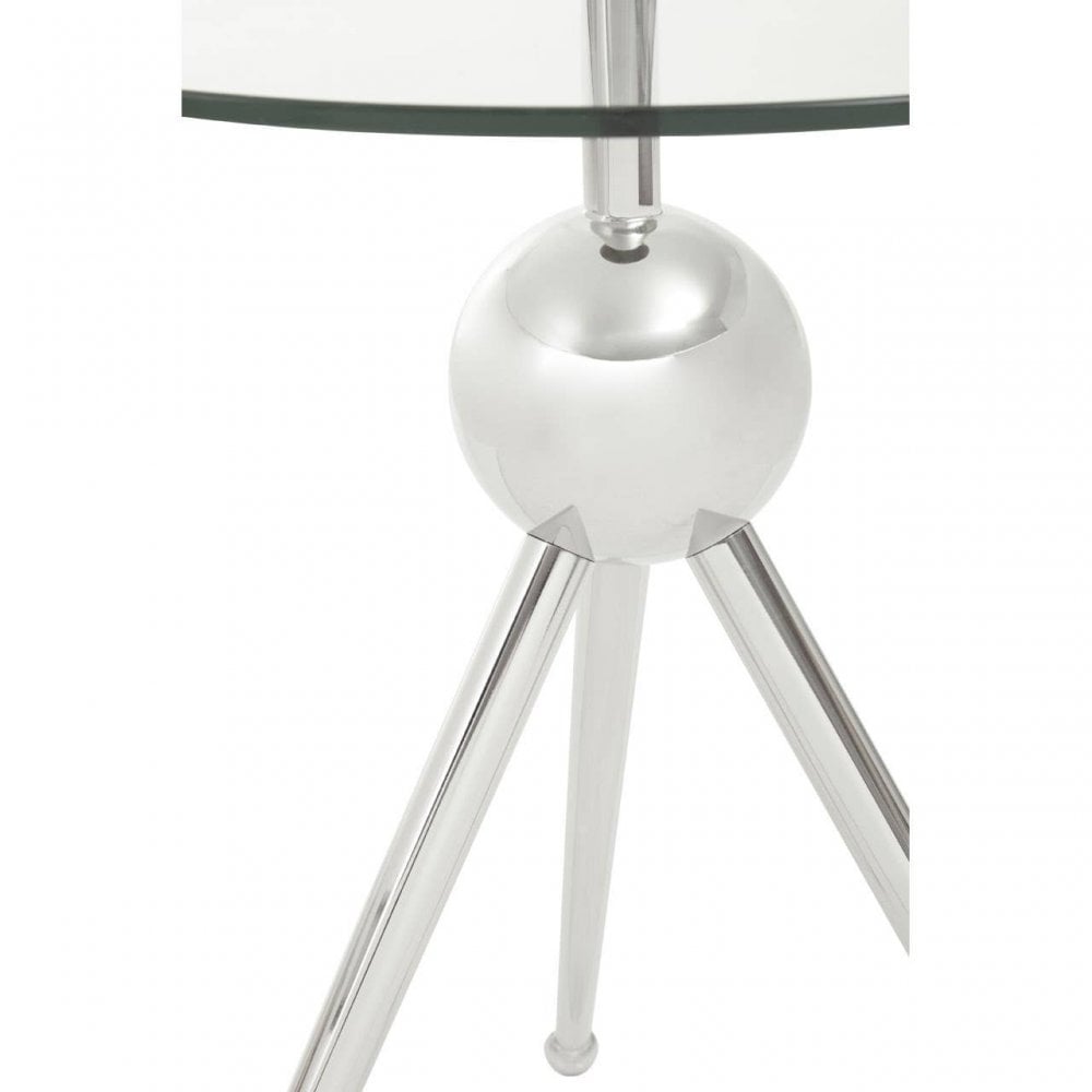 Oria Clear Glass Stainless Steel Silver Frame Side Table