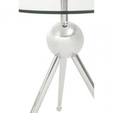 Oria Clear Glass Stainless Steel Silver Frame Side Table