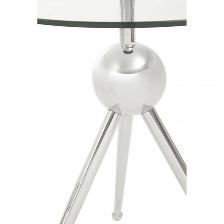 Oria Clear Glass Stainless Steel Silver Frame Side Table