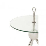 Oria Clear Glass Stainless Steel Silver Frame Side Table