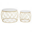Jodie Set Of Two Side Tables With White Marble And Gold Frame