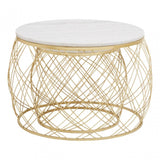 Jodie Set Of Two Side Tables With White Marble And Gold Frame