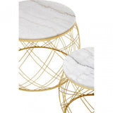 Jodie Set Of Two Side Tables With White Marble And Gold Frame
