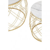 Jodie Set Of Two Side Tables With White Marble And Gold Frame