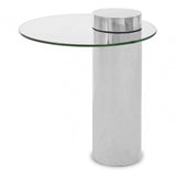 Oria Clear Glass Silver Base Side Table
