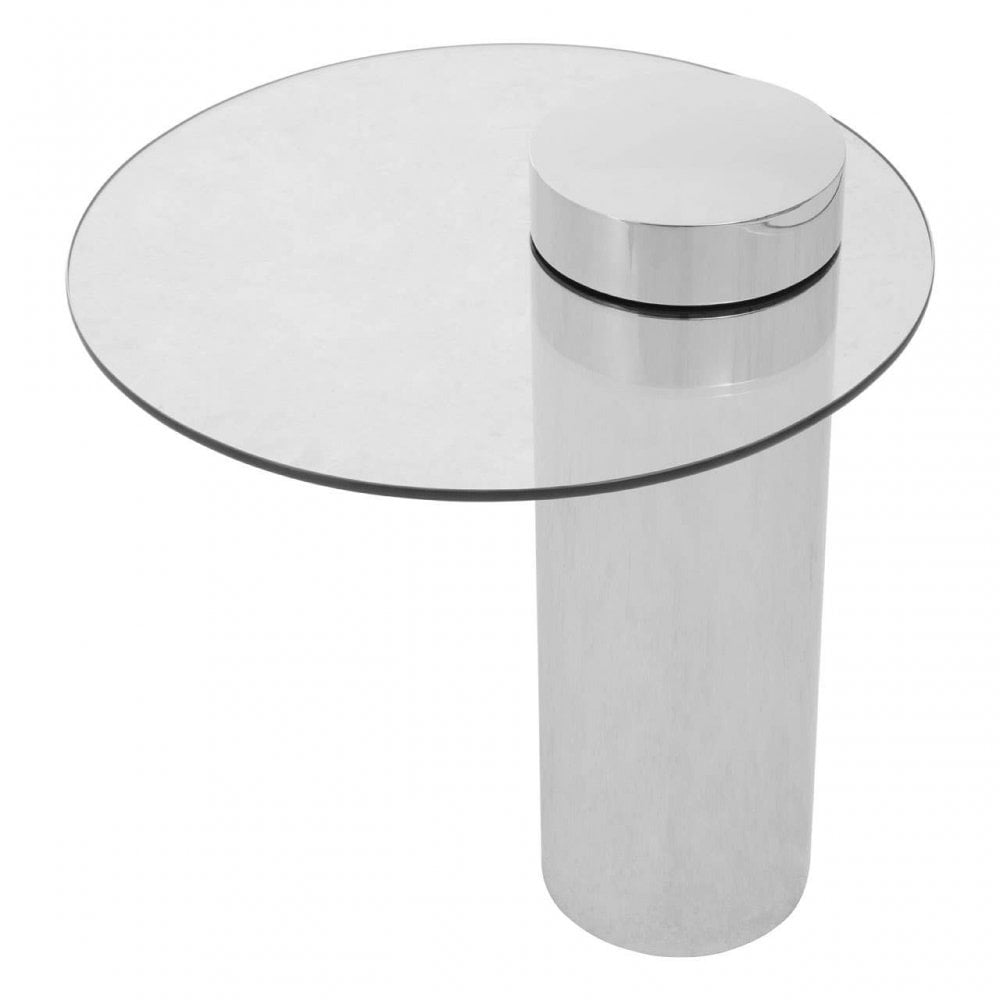 Oria Clear Glass Silver Base Side Table