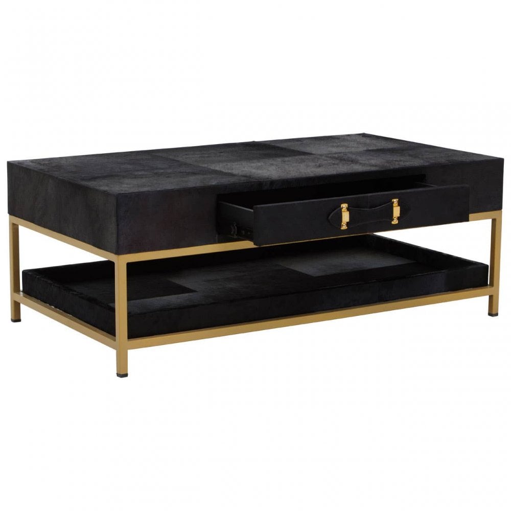 Kensington Townhouse Hair On Hide Black And Gold Coffee Table