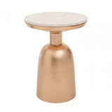 Amira White Marble Top Gold Base Side Table