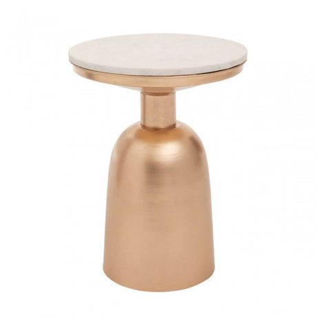 Amira White Marble Top Gold Base Side Table