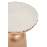 Amira White Marble Top Gold Base Side Table