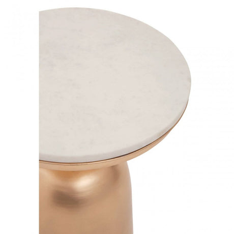 Amira White Marble Top Gold Base Side Table