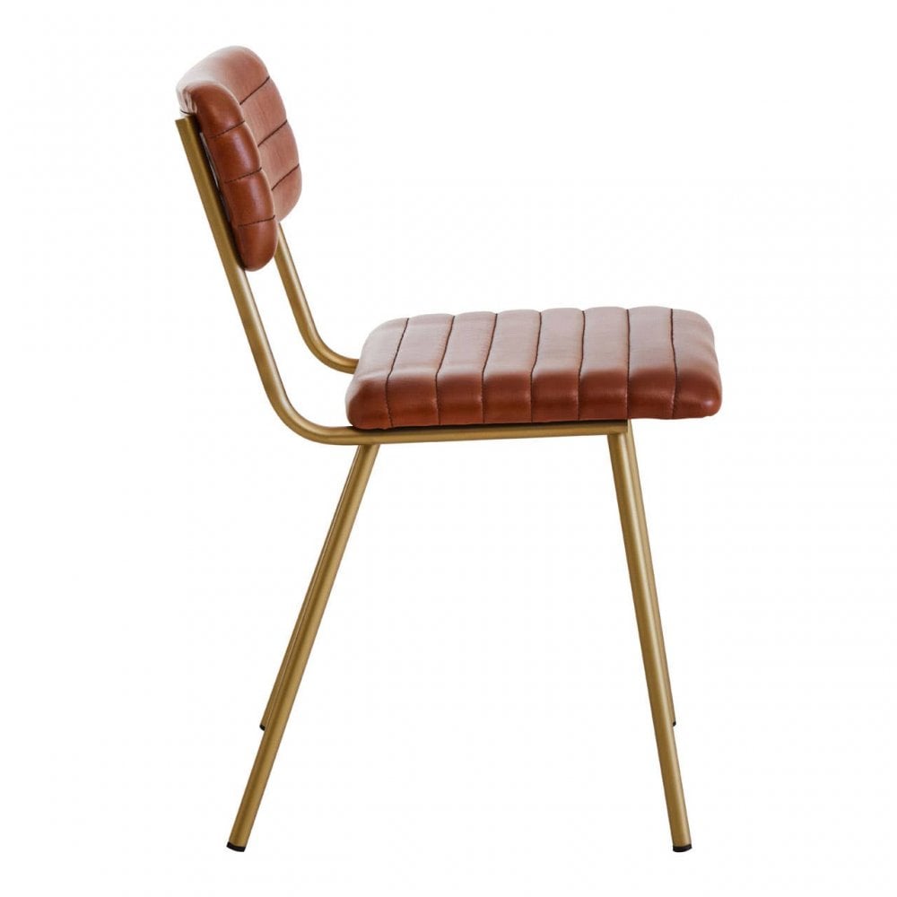Buffalo Tan Leather Angular Dining Chair