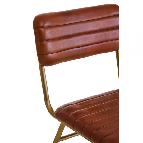 Buffalo Tan Leather Angular Dining Chair