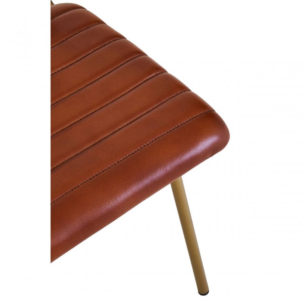 Buffalo Tan Leather Angular Dining Chair