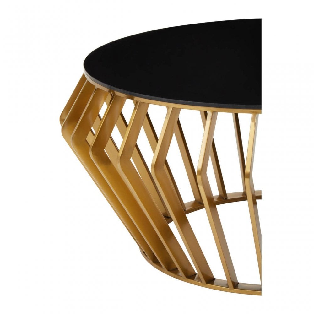 Ackley Black And Gold Round Coffee Table.