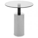 Oria Clear Glass Silver Base Side Table
