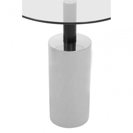 Oria Clear Glass Silver Base Side Table