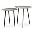 Silva Set Of Two Oak Effect Silver Top Side Tables
